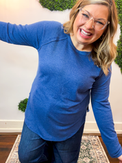 Cozy Days Baby Waffle Top in Light Navy