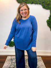Cozy Days Baby Waffle Top in Light Navy
