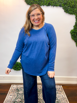 Cozy Days Baby Waffle Top in Light Navy