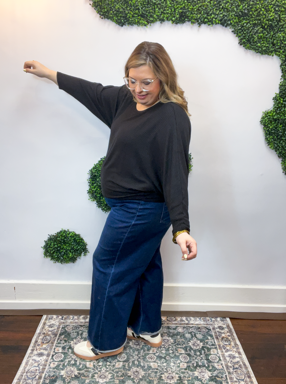 Effortless Days Long Sleeve Batwing Top in Black