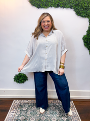 Falling for Stripes Button Down Shirt in Brown