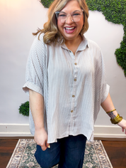 Falling for Stripes Button Down Shirt in Brown