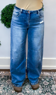 Risen | High Rise Wide Leg Baggy Jeans Medium Wash