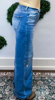 Risen | High Rise Wide Leg Baggy Jeans Medium Wash