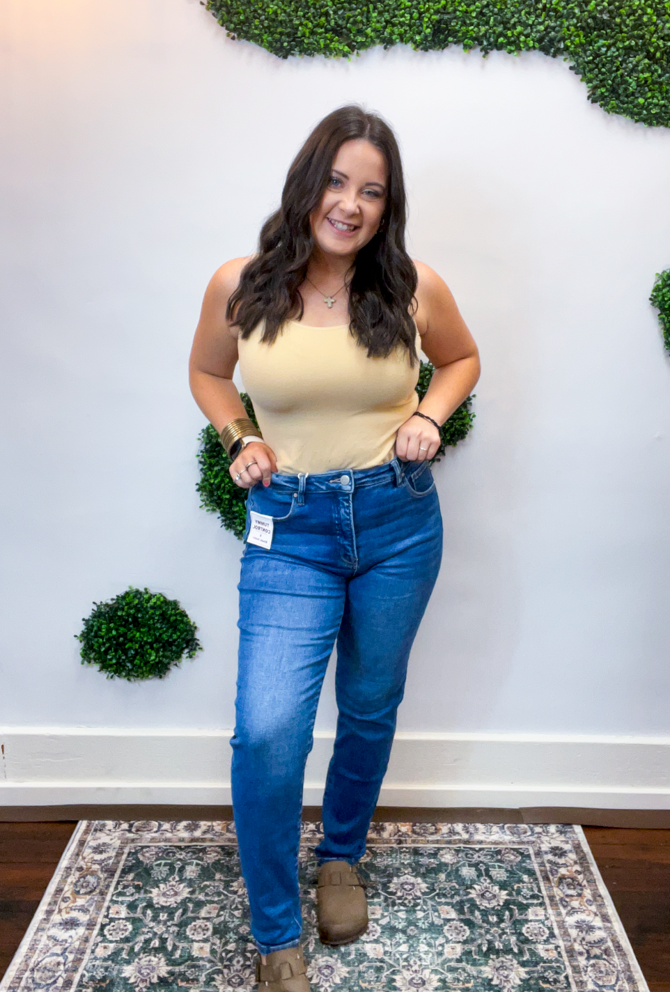 Risen | Tummy Control Mid Rise Ankle Skinny Jeans in Dark Wash