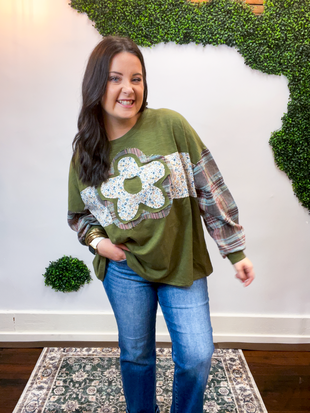 Wildflower Plaid Top