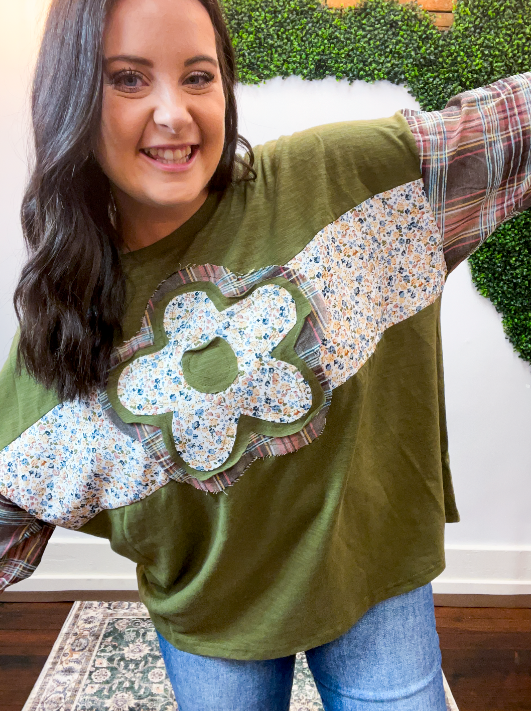 Wildflower Plaid Top