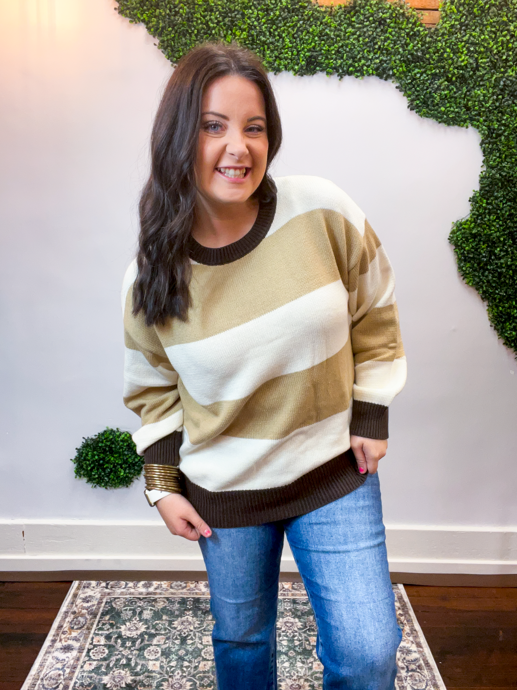 Toffee & Cream Stripe Sweater