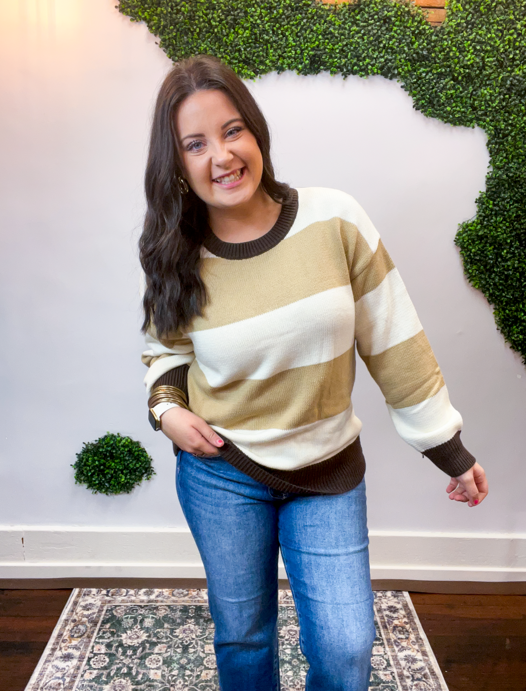 Toffee & Cream Stripe Sweater