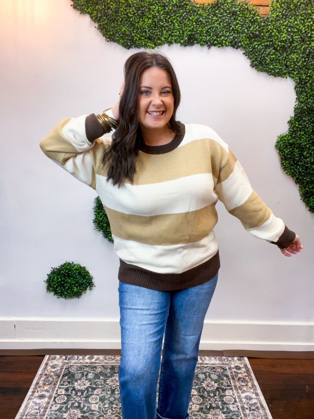 Toffee & Cream Stripe Sweater