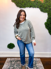 All Season Stripe Pullover in Olive
