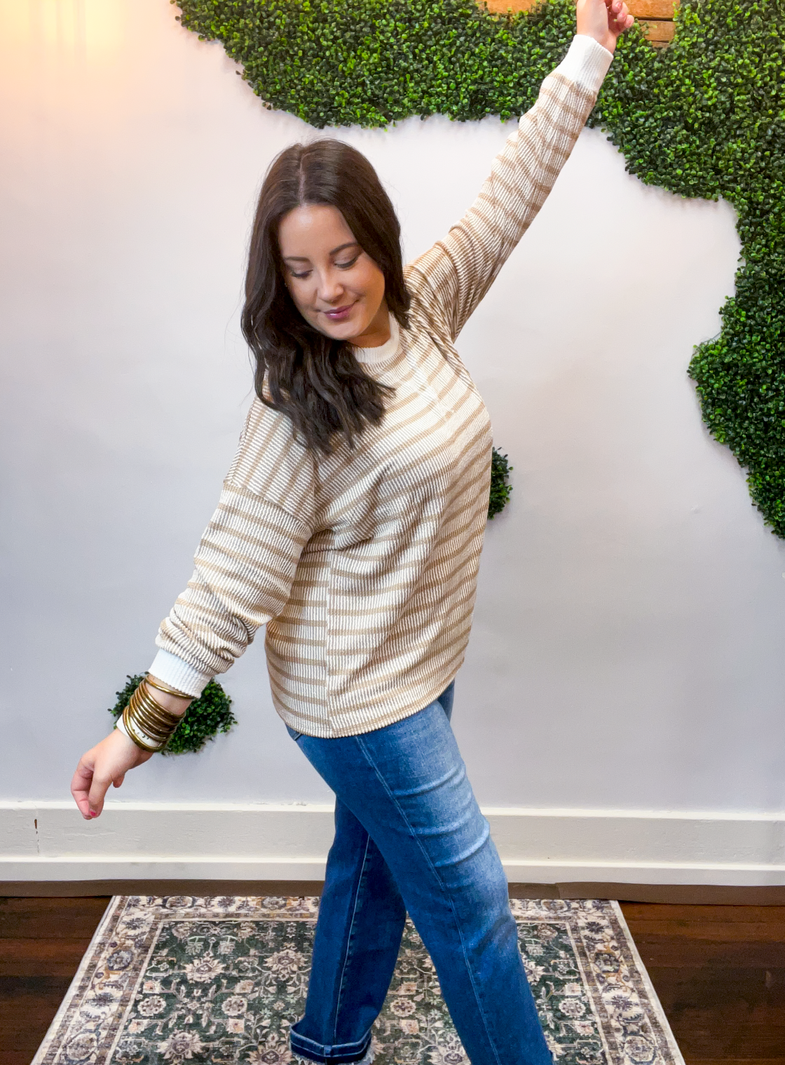 All Season Stripe Pullover in Ash Mocha