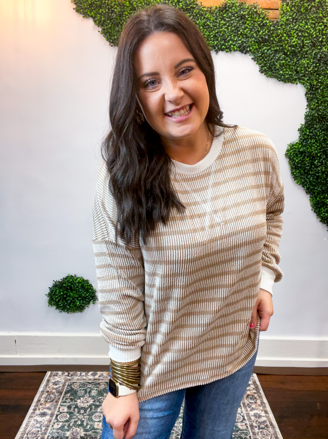 All Season Stripe Pullover in Ash Mocha