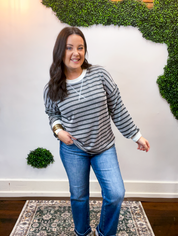 All Season Stripe Pullover in Black