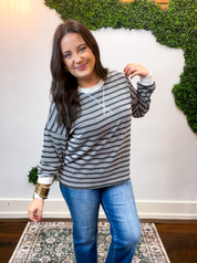 All Season Stripe Pullover in Black