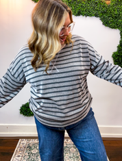 All Season Stripe Pullover in Black