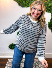 All Season Stripe Pullover in Black