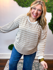 All Season Stripe Pullover in Ash Mocha