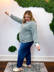 All Season Stripe Pullover in Hunter Green
