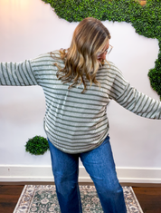 All Season Stripe Pullover in Olive
