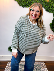 All Season Stripe Pullover in Olive