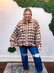Mahogany Plaid Peplum Top