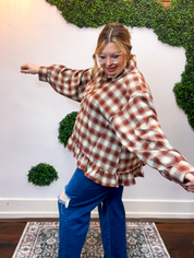 Mahogany Plaid Peplum Top
