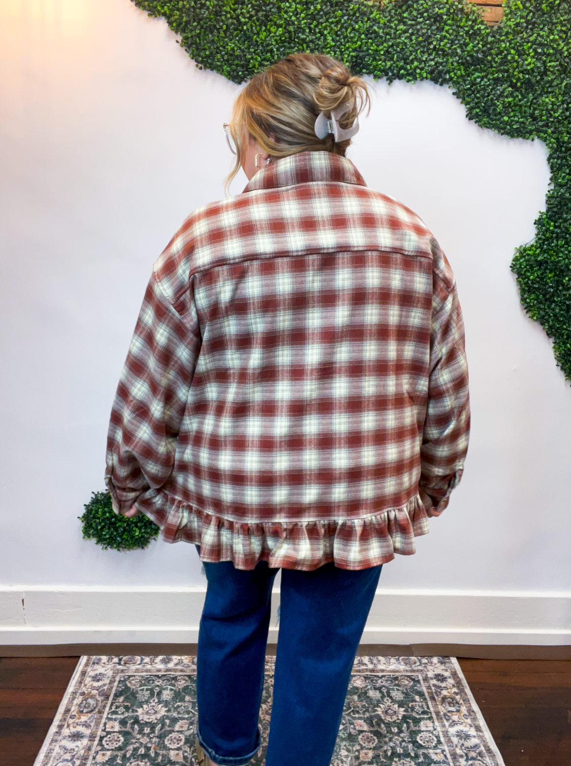 Mahogany Plaid Peplum Top