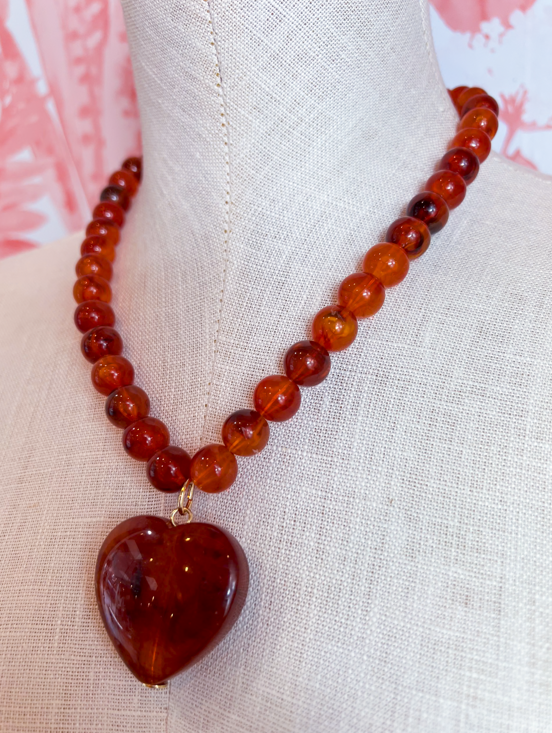 Amber Heart Necklace *Final Sale