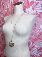 Beaded Medallion Long Necklace *Final Sale*