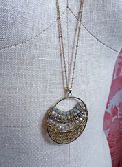 Beaded Medallion Long Necklace *Final Sale*
