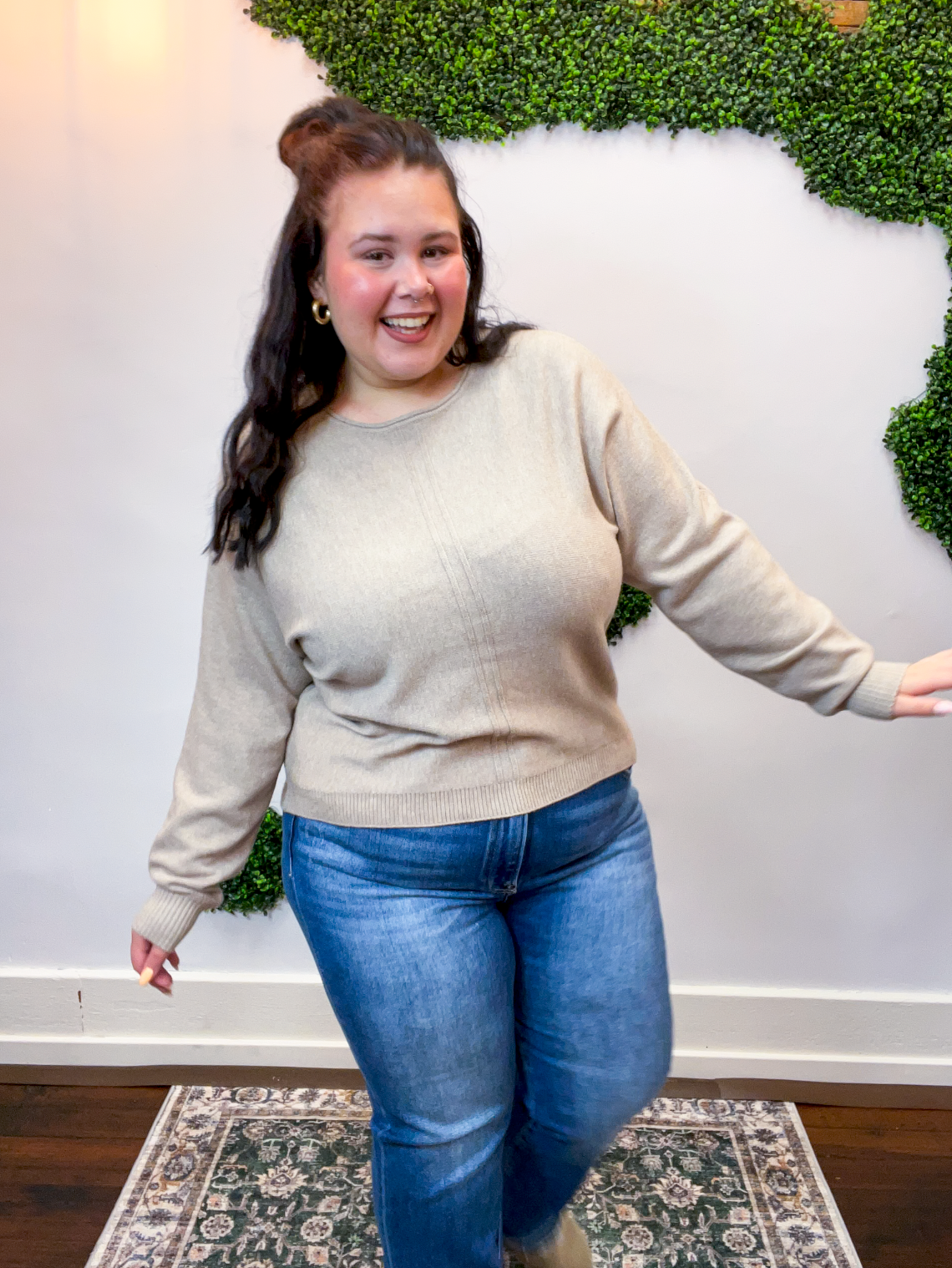 Center of Attention Sweater in Heather Mocha