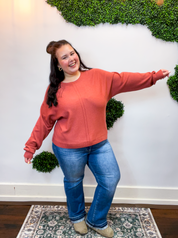 Center of Attention Sweater in Heather Rust