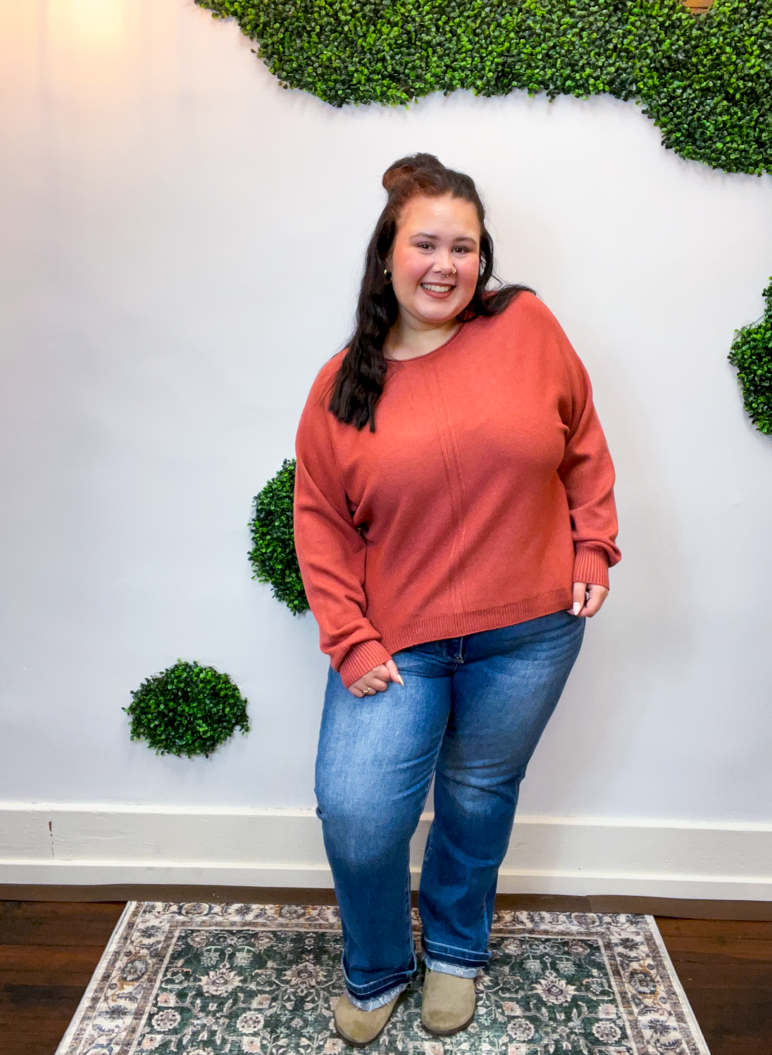 Center of Attention Sweater in Heather Rust