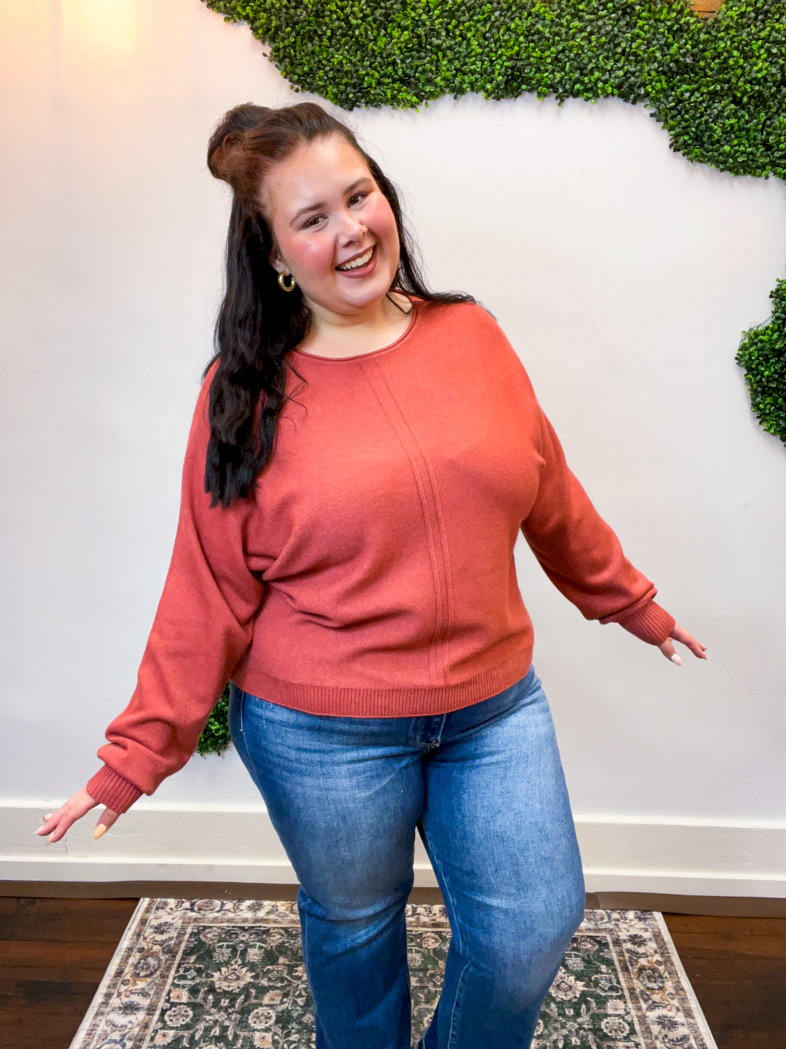 Center of Attention Sweater in Heather Rust