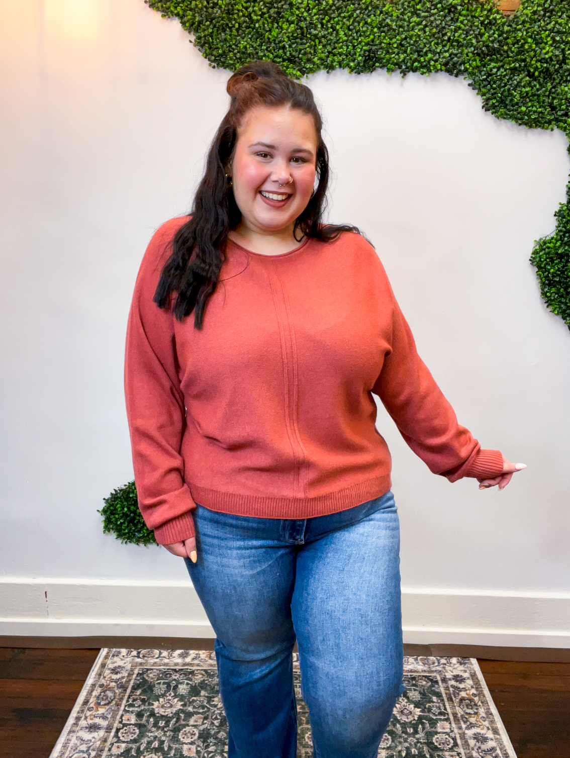 Center of Attention Sweater in Heather Rust