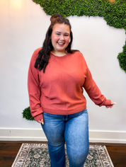Center of Attention Sweater in Heather Rust