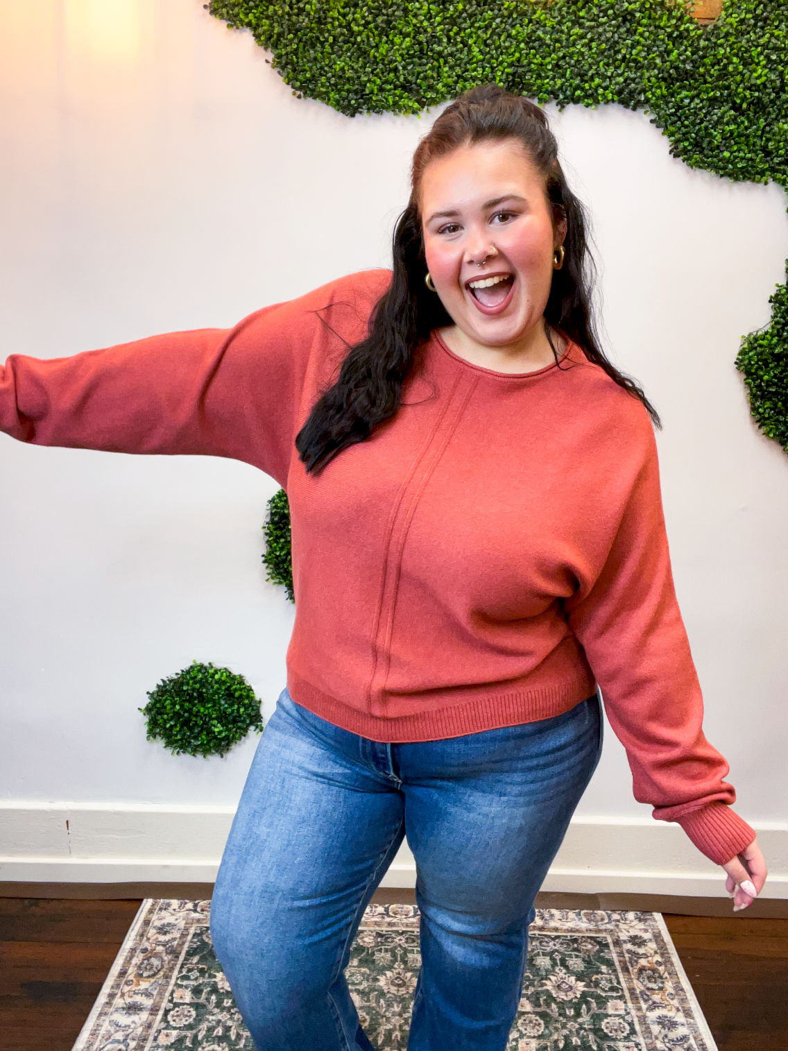 Center of Attention Sweater in Heather Rust
