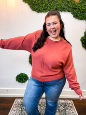 Center of Attention Sweater in Heather Rust
