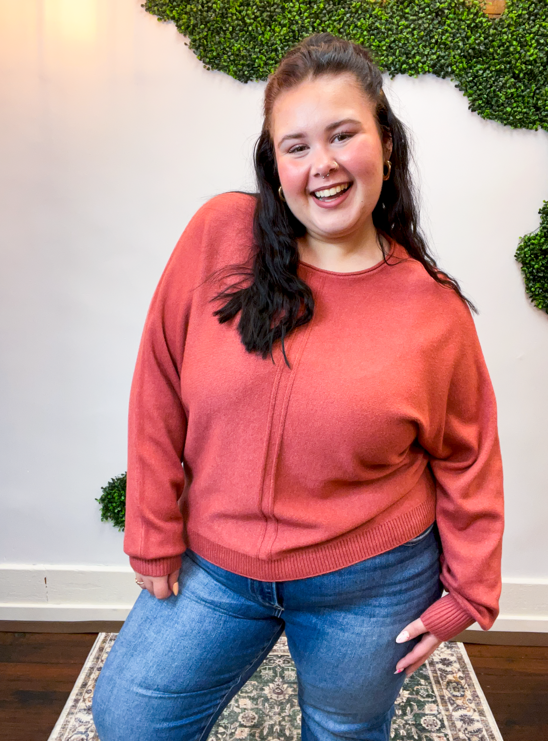 Center of Attention Sweater in Heather Rust