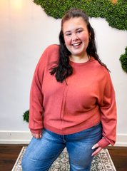 Center of Attention Sweater in Heather Rust