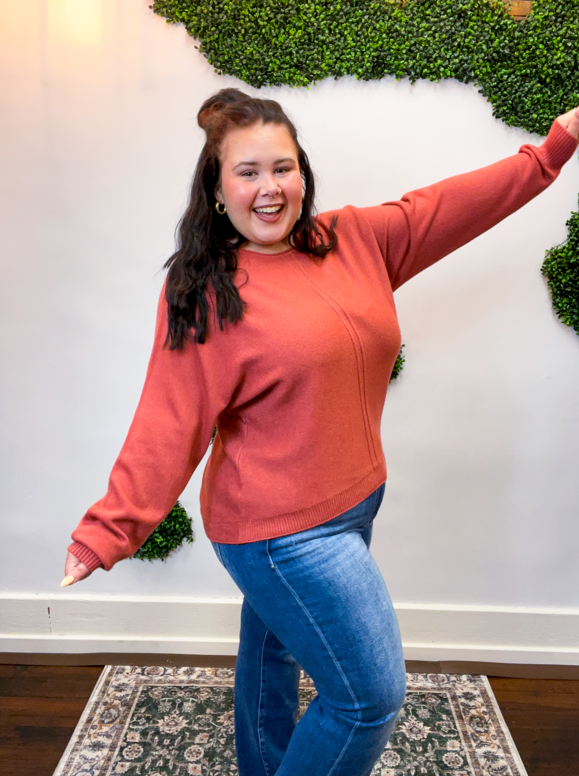 Center of Attention Sweater in Heather Rust
