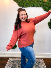 Center of Attention Sweater in Heather Rust