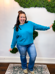 Center of Attention Sweater in Heather Teal