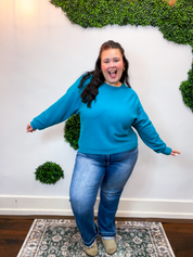 Center of Attention Sweater in Heather Teal