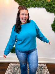 Center of Attention Sweater in Heather Teal
