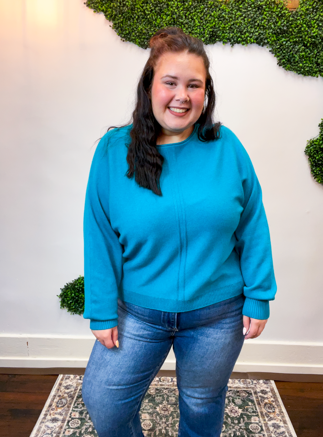 Center of Attention Sweater in Heather Teal