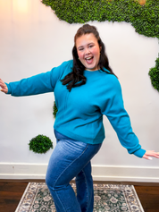 Center of Attention Sweater in Heather Teal
