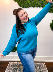 Center of Attention Sweater in Heather Teal
