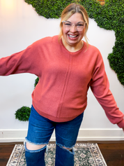 Center of Attention Sweater in Heather Rust